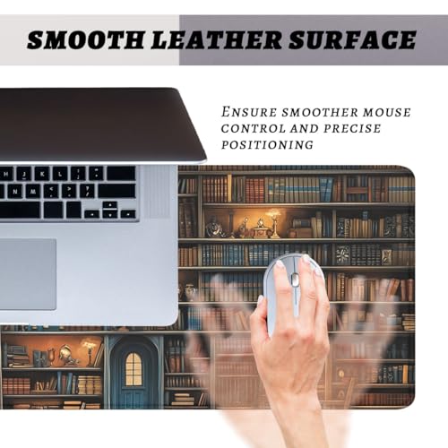 Shelves Desk Pad Mouse Pad Retro Old Bookshelf Bookcase Library Large Gaming Mouse Mat with Stitched Edges,Non-Slip Waterproof Rubber Base Mous Mat Office Computer Keyboard Laptop Home 31.5"x11.8" - color: Shelves, size: 31.5L x 11.8W inches