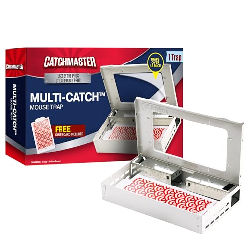 Catchmaster Multi-Catch Mouse Trap, Humane Mouse Trap Indoor for Home, Includes 1 Replaceable Glue Board, Live Catch Pest Control for Garage & Shed (White) - size: 1-Trap White