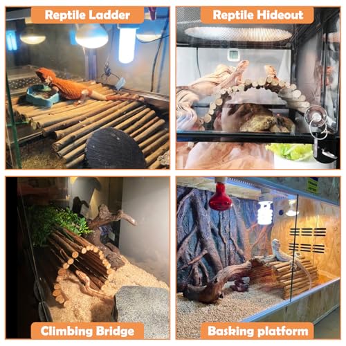 Hamiledyi Extra Large Tortoise Hide Reptile Hiding Cave Turtle Hut Gecko Hideaway Climbing Tunnel Toy Lizard Bendable Wooden Bridge for Adult Bearded Dragon Snake Chameleon Habitat Accessories - size: XL-19.7 x 11.8 -2 PACK
