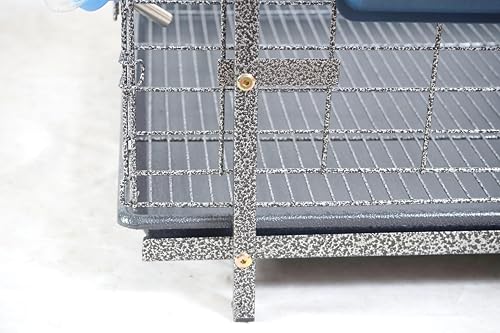 Stackable Rabbit Cage with Feeder and Water Bottle, 24 x 24 x 16 inches, Guinea Pig Ferret Bunny Hutch (2) - color: Black Silver