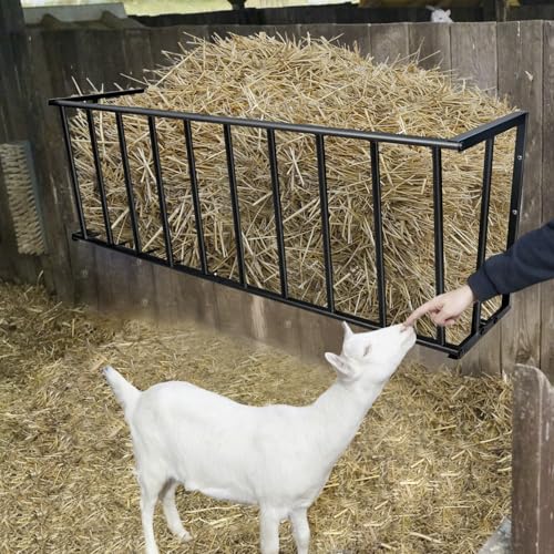 Wall Mount Hay Feeder for Goats, 40-Inch Long Metal Hay Rack for Horses | 40"L x 10"D x 15.9"H Wall hay feeder and goat hay feeder,25-gallon each goat feeder, wall mounted hay feeder for horses - size: 40'' Long