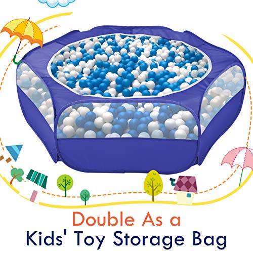 Pawaboo Small Animal Playpen with Zippered Cover,Indigo | Portable pop-up pet tent for supervised rabbits, guinea pigs, chicks and kittens; water-resistant bottom and 3 metal rods - color: H-Indigo