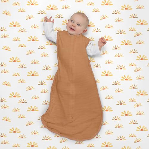 SwaddleDesigns Muslin zzZipMe Sleeping Sack, for Baby Boy and Girl, Wearable Blanket with 2-Way Zipper - color: Heathered Butterum, size: Medium (6-12 Month)