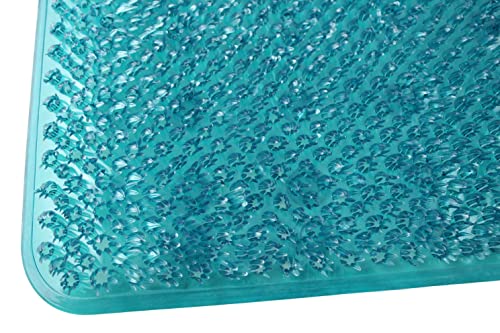 Dependable Industries Inc. Essentials Grass Bathmat Textured Spa Quality Foot Scrubber Bathroom Tub & Bath Mat Anti-Slip 24.5" x 13.5" Turquoise (Pack of 2) - size: 24.5" x 13.5" (Pack of 2)
