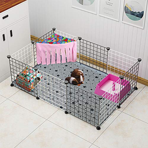 RIOUSSI Guinea Pig Hideout Hideaway Corner Fleece Toys Cage Accessories | Reversible Sides | Soft Fleece Fabric | Come with Hooks | Guinea Pig Hammock for Small Animals | Pink, Triangle - color: Pink