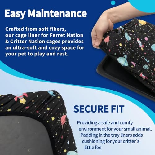 YKD Ferret Cage Liners for Ferret Nation & Critter Nation Cages | Waterproof Chinchilla Cage Accessories, Washable Bedding, for Ferrets, Chinchillas, Rats (Black, Double Unit Set) - size: Double Unit Set