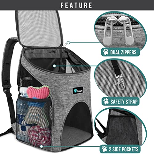 PetAmi Cat Backpack Carrier, Airline Approved Pet Carrier Backpack for Small Dogs and Large Cats, Soft Sided Collapsible Ventilated with Sherpa Bed for Hiking Travel, Max 18 lbs, Heather Gray - color: Heather Gray