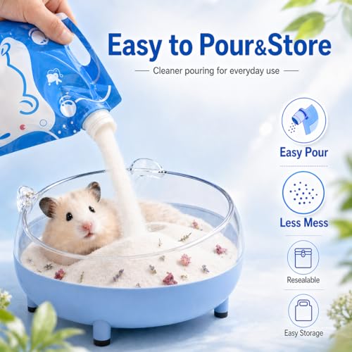 Meow&Woof Hamster Sand Bath, 2.2 lbs Low Dust Bath Sand & Potty Litter for Hamsters, Light Flower Scent Small Animal Sand for Chinchillas, Gerbils, Syrian Hamsters, Mice - color: HerbalBathSand1kg