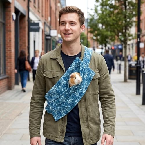 Single Guinea Pig Carrier, Guinea Pig Backpack for Small Pets, Portable Pet Sling with Breathable Mesh Design for Travel, Vet Visits and Outdoor Adventures, Blue