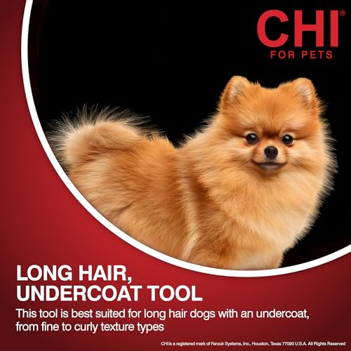 CHI for Dogs Dematting and Deshedding Undercoat Rake Dog Grooming Tool Long Hair and Double Coats Rounded Blade Teeth Remove Mats and Loose Undercoat Detangling Rake Shedding Control Ergo Handle | Rounded blade teeth remove mats and loose undercoat, for l