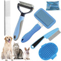 Dog Brush for Shedding,6 PCS in One Pet Slicker Hair Brush Kit Organizer Bag - Dog Cat Grooming Deshedding Undercoat Rake Brush Comb for All Small Large Dogs Cats Blue - color: 6-Blue