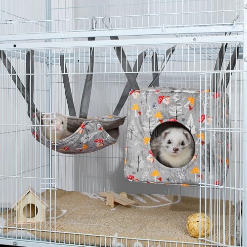 Glittme 4 Pack Cozy Ferret Hammock, Soft Washable Cage Bed for Small Animals