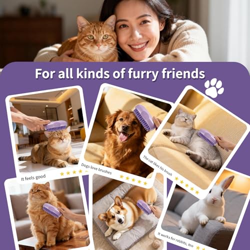 Cat Steam Brush for Shedding, 4 in 1 Rechargeable Steam Brush for Cats and Dogs, Anti-Static, Massage, Cleaning, Shedding & Combing All in One! (Purple) - color: Purple