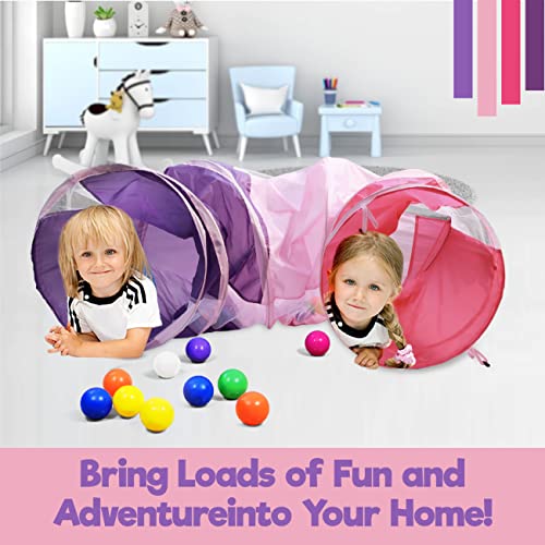 6ft Crawl Through Play Tunnel Toy, Pop up Tunnel for Kids Toddlers Dogs Babies Infants & Children Gift Indoor & Outdoor Action Toy Tunnel - size: 6 Foot Pink