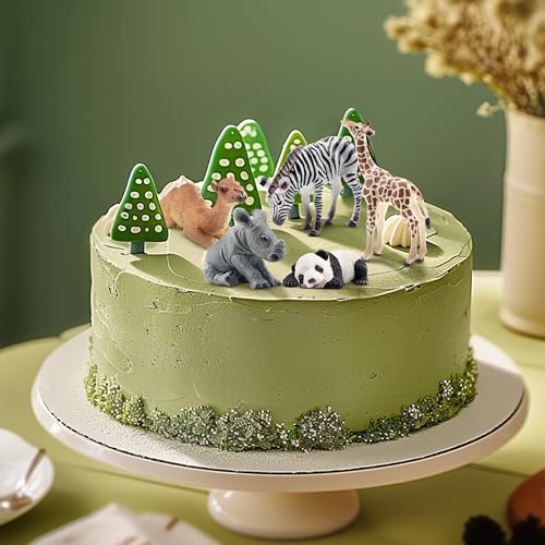 Toymany 12PCS Forest Animals Baby Figurines, Realistic Woodland Animals Figures Toys Includes Elephant, Mountain Lion, Giraffe and Deer Cubs, Cake Toppers Christmas Birthday Gift for Kids Toddlers - style: Baby Wild Animals