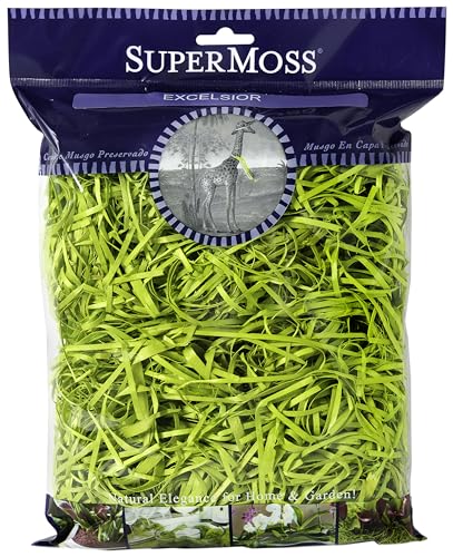 SuperMoss (21613) Aspen Wood Excelsior - Natural Wood Moss Filler for Gift Baskets, Chicken Nesting Boxes, Pet Hamster Bedding, Indoor Plants & Crafts, 200 cu in, Chartreuse - color: Chartreuse, size: 200 cu in