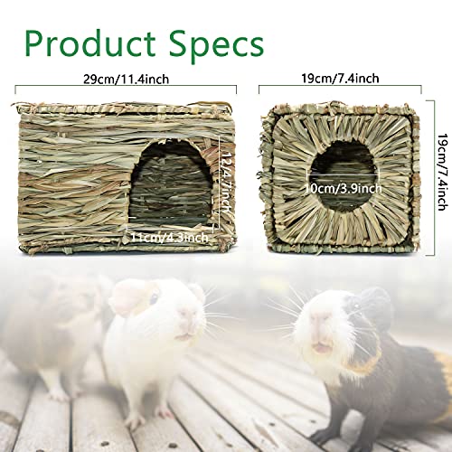 BWOGUE Large Guinea Pig Grass House, Guinea Pig Hideout, Foldable Straw Hut | Hand-Woven Straw for Gnawing, Double Openings for Guinea Pig Tunnel Play, Resting Bed, Bunnies, Chinchillas & Ferrets - size: 1 PACK