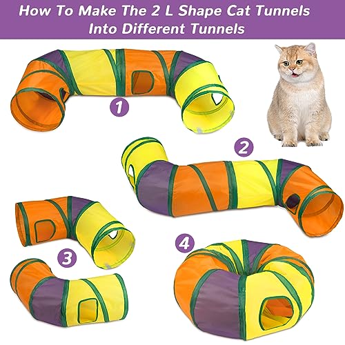Retro Shaw 33PCS Interactive Cat Toys, Cat Play Tunnels for Indoor Cats | Collapsible, Relieves Boredom & Anxiety, Kitten Feather Wand Springs Crinkle Balls Bell Plush Mice Chew Kicker - color: Large cat tunnel toy set
