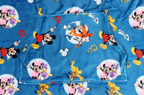 Jay Franco Wearable Throw Blanket – Oversized Plush Hooded Blanket with Pocket, Ultra Soft Cozy Fleece Throw for Lounging, Travel, Blue - Mickey Mouse, 34x38 - Adult - color: Blue - Mickey Mouse, size: Adult