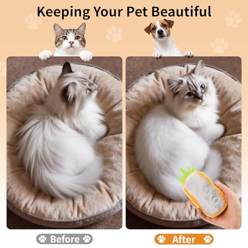 Cat Steam Brush for Shedding, 4 in 1 Rechargeable Steam Brush for Cats and Dogs, Anti-Static, Massage, Cleaning, Shedding & Combing All in One! (Yellow) - color: Yellow