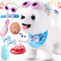 Ylpaprm Samoyed Walking Dog Barking Toy Dog for Kid Girl Dog ToyToddler Interactive DogThat Walk Licking Doggy Puppy with Leash, Electric Talking Singing Tail Wag Plush Pretend Dress Up Birthday Gift - color: 1.samoyed Dog