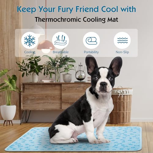 Cooling Mat for Dogs, Q-Max 0.5 Dog Cooling Pad | Lightweight Portable, Non-Toxic Washable, Ideal for Pet Bed, Crate & Car to Relieve Summer Heat - size: Medium