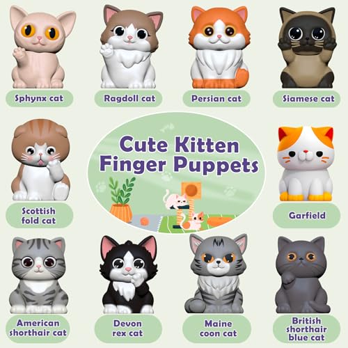 Learning Toys for Toddlers 1 2 3 Year Old Toddlers, 20Pcs Kitten Finger Puppets for Kids, Montessori Counting, Matching & Sorting Toy, Christmas Birthday Gifts for Baby Boys Girls Age 12-18 Months - style: KITTEN