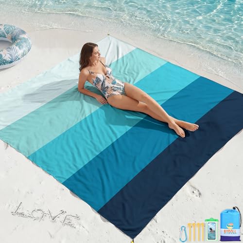 BYDOLL Beach Blanket Waterproof Sandproof,78''X81''/78''X110'' Large Sand Free Oversized Lightweight Sand Resistant Blanket, Picnic Mat for Beach Travel Camping Hiking Essentials - color: Sea, size: 78''X81"