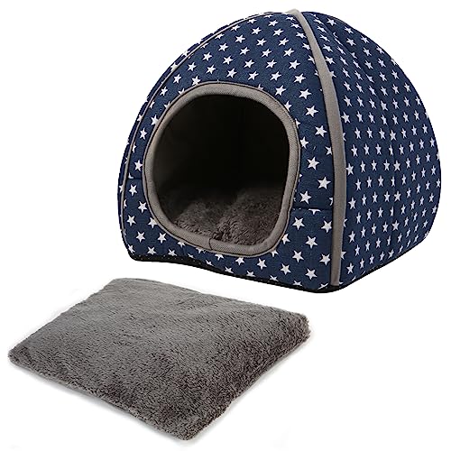 Cozy Guinea Pig Hideout Bed Soft Fleece Material Removable Cushion Washable and Dryer Friendly Perfect Cage Accessories for Rabbits Hamsters Hedgehogs - color: Royal Blue