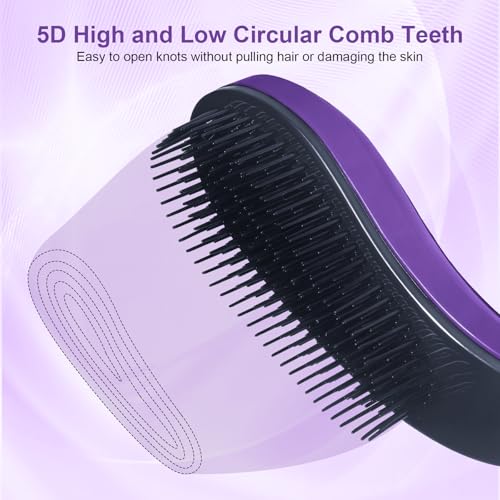Small Dog Brush, Skin-friendly Soft Bristles (Dark Purple) | Puppy Hair Brush, Massage and Bath Supplies, Pet Grooming Tool for Teddy, Yorkies, Maltese, Shih Tzu, Chihuahua - color: Dark Purple