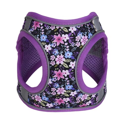Step in Dog Harness No Pull Flower Adjustable Soft Mesh Harness | Reflective Pet Vest Harness and Leash Set for Small Medium Dogs - color: Purple, size: S(neck:10.5"-12",chest:13.5"-16")