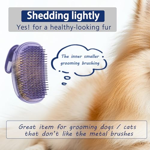 All-purpose Dog Shampoo Bath Brush,Pet Grooming & Soothing Massage Silicone Brush,Fits Ergonomically in the Hand for Long Short Haired Dogs and Cats(Purple) - color: Purple