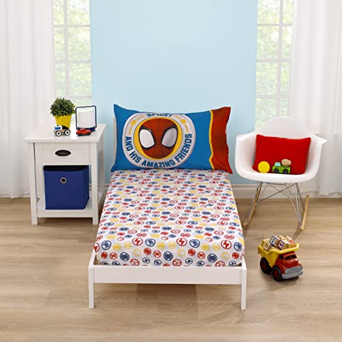 Marvel Spidey and His Amazing Friends Blue, Red, Yellow, and Green, Team Up 2 Piece Toddler Sheet Set - color: Spidey and His Amazing Friends