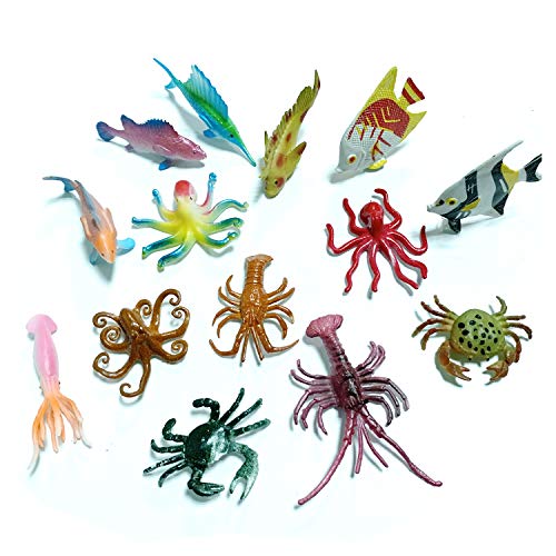 50 Pack Assorted Mini Vinyl Plastic Ocean Sea Animal Figures Toy Set, Realistic Under The Sea Life Figure Bath Gift for Child Educational Kids Party Cake Cupcake Topper