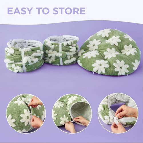 Lesure Donut Cute Jacquard Large Cat Tunnel Bed Kitten Toys for Dog Bunny | 39.5x39.5x10in,Round Large Cat Bed Tube for Multi Kittens,Pet Peekaboo Cave Toy,Spiral Hideaway,Washable Cushion,Green - color: Flower Garden Green, size: large (39.5"L x 39.5"W x