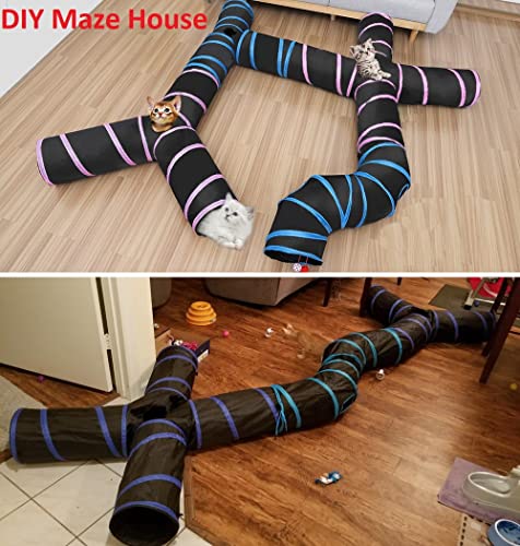 Cat Tunnels, Pet Ferret Rabbit Bunny Tunnels Tubes Subway Habitats, S-Style, DIY Cat Peekaboo Maze House Tent Bed, Kitten Interactive Toy (S Type: 3 Way Tubes) - size: S Type: 3 Way Tubes