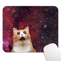 Surprised Space Cat Meme Mouse Pad, Funny Cosmic Kitty Red Nebula Desk Mat | Shocked Orange Tabby Cat Galaxy Background, Fantasy Design, 9.5 x 7.9 Inches, Anti-Slip Base, Cute Smooth Mousepad - color: Brown Dark Red