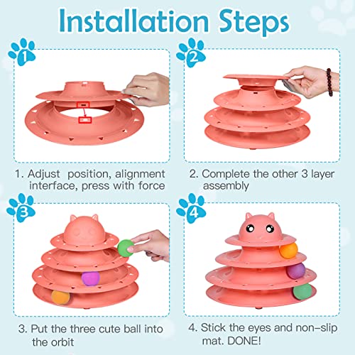 UPSKY 20 PCS Cat Toys Set with Teaser, Mice, Spring, and Various Ball Toys | Puzzle Kitten Toys, Sturdy Structure, Detachable Design, Easy to Assemble, Anti-Slip, Reduces Boredom for Indoor Cats - color: B-20PCS-Red