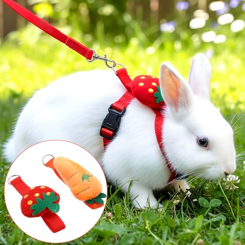 2PCS Bunny Harness and Leash Guinea Pig Leash Rabbit Bunny Leash | Kitten Harness and Leash Set for Guinea Pig Ferret Cat Puppy Duck Small Pets Outdoor Walking - style: A