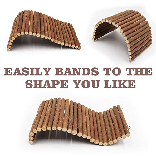 Hermit Crab Climbing Toys, Wooden Hermit Crab Hideout, Reptile Tank Habitat Decor, Bendable Ladder Bridge Tunnel Toys for Lizard Chameleon Hamster Rats Chinchilla Guinea Pig Rabbit Bearded Dragon - style: 19.7×5.9 Inches