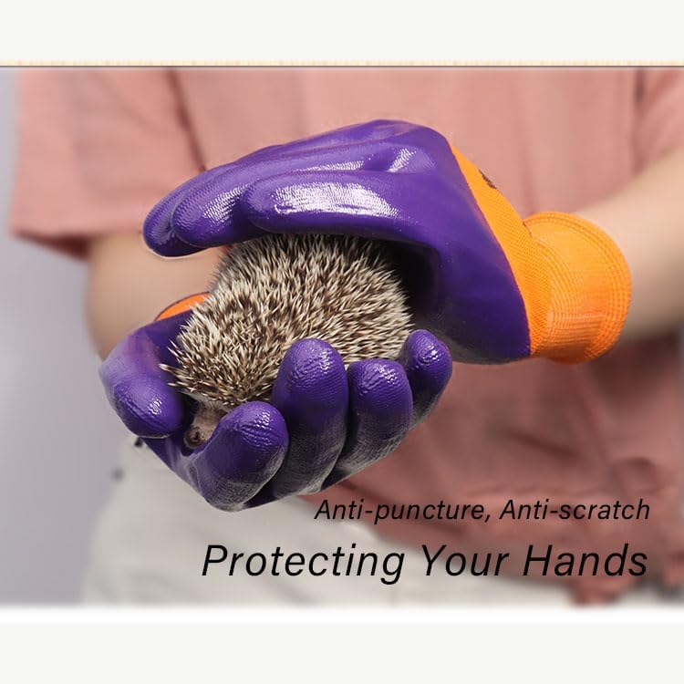 MANON ROSA Hedgehog Gloves Anti-Scratch Small Animal Safe Touch Handling with Coating for Bird Hamster Sugar Glider Reptiles- Free Size Interactive Protection
