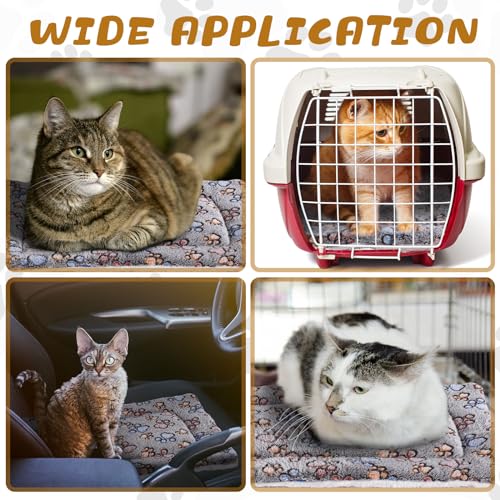 4 Pack Ultra Soft Dog Cat Bed Mat Small Animal Guinea Pig Bed with Cute Print Reversible Fleece Dog Crate Kennel Pad Cozy Washable Thickened Hamster Pet Beds Mat(21 x 14 Inches,Gray) - color: Gray, size: 21 x 14 Inches