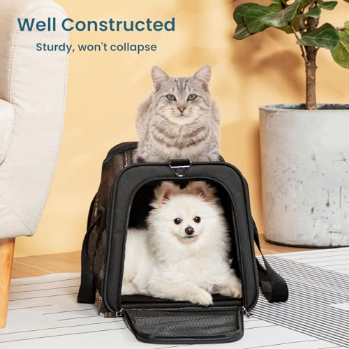 PETSFIT Soft-Sided Cat Carrier, Airline Approved | For Travel, 3 Carrying Ways, Lightweight and Ventilation on 5 Sides, Escape Proof, With Soft Fleece Pad - color: Z-Black, size: 18.0"L x 11.0"W x 11.0"H