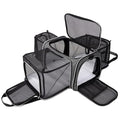 BAGLHER Cat Carrier Bag,Airline Approved Pet Carrier Soft Side Pet Travel 5 Sides Open Doors 3 Sides Expandable Foldable Dog Carrier with Fleece Pad - color: Grey, size: 17.5"L x 12.0"W x 11.5"H