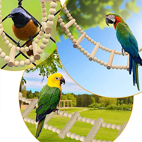 Bird Ladder Bridge, Wooden Pet Hamster Climbing & Swing Toys, Cage Accessories for Birds Rats Parrots Hamster Squirrel Sugar Gliders Parakeets Cockatiels - 20 Steps - 45.3 x 3.14 Inch - size: 20 Steps - 45.3 × 3.14 Inch