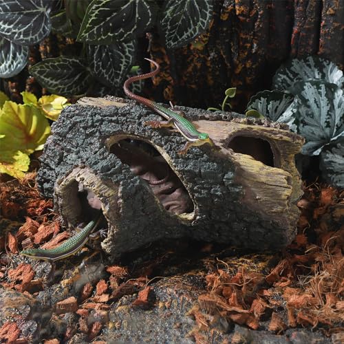 IBWell Aquarium Wood Fish Tank Decorations，Resin Fake Logs Terrarium DÉCor, Reptile Hide Aquarium Hideout for Fish Cave, Small Turtles, to 20 Gallon Tank - size: 8.3"*3.5"*15.9"