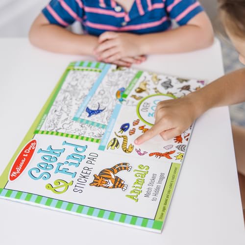 Melissa & Doug Seek & Find Sticker Pad – Animals, 400+ Stickers & 14 Scenes to Color, Search & Find Sticker Activity Pad for Coloring & Matching, Creative Learning Toys for Kids 4+ - FSC Certified