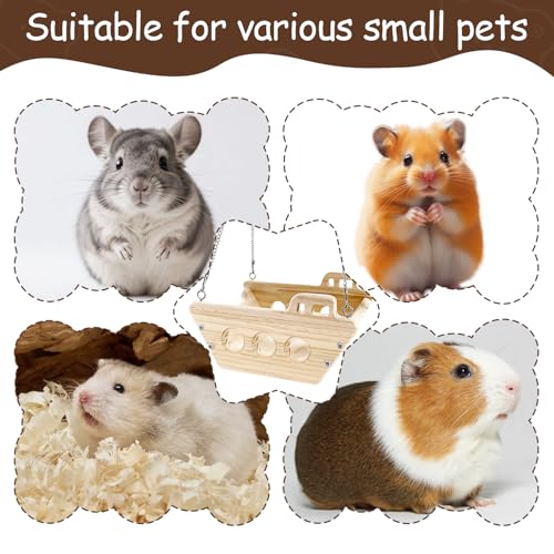 Natural Wood Chinchilla Toy Hammock for Cage Swing, Hanging Chinchilla Bed, Wooden Toys and Cage Accessories, Hut Ledges and Resting Areas for Indoor Habitat Enrichment