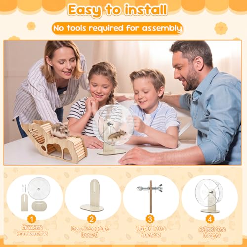 11 Pcs Hamster Cage Accessories Set, Bridge, Exercise Wheel, Swing, Chew Toys & More, Natural Wood Hamster Play Set for Dwarf Hamsters, Mice Small Animals Habitat (Maze Tunnel) - style: Maze Tunnel