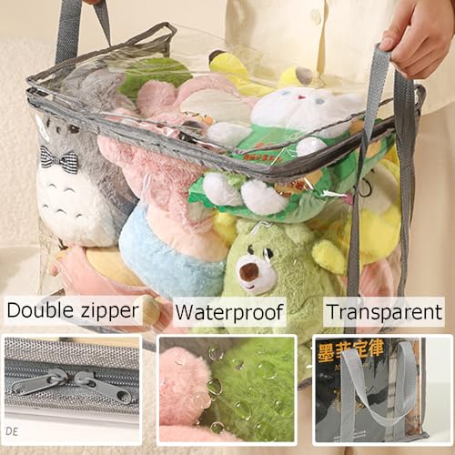 Ouliget Waterproof Clear Zippered Organizers Largesize,Moving Storage Bags with Reinforced Handles,Closet Organizers and Storage Container for Book DVD Blu Ray Disc Clothing,15''x12.5''x9.5''